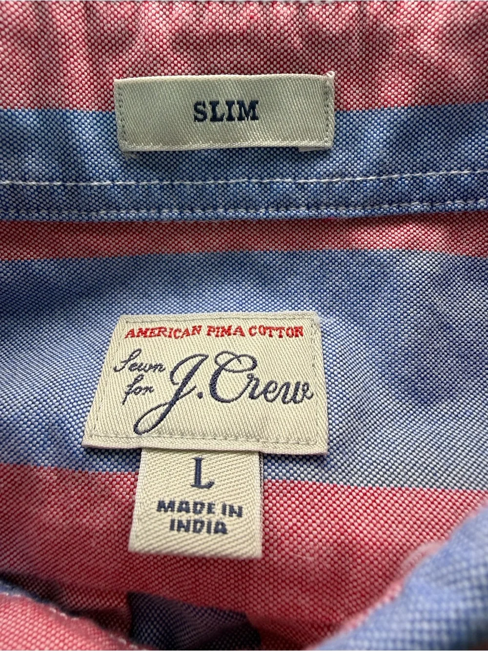 J. Crew Wide Striped Button-Down Shirt in Blue and Coral